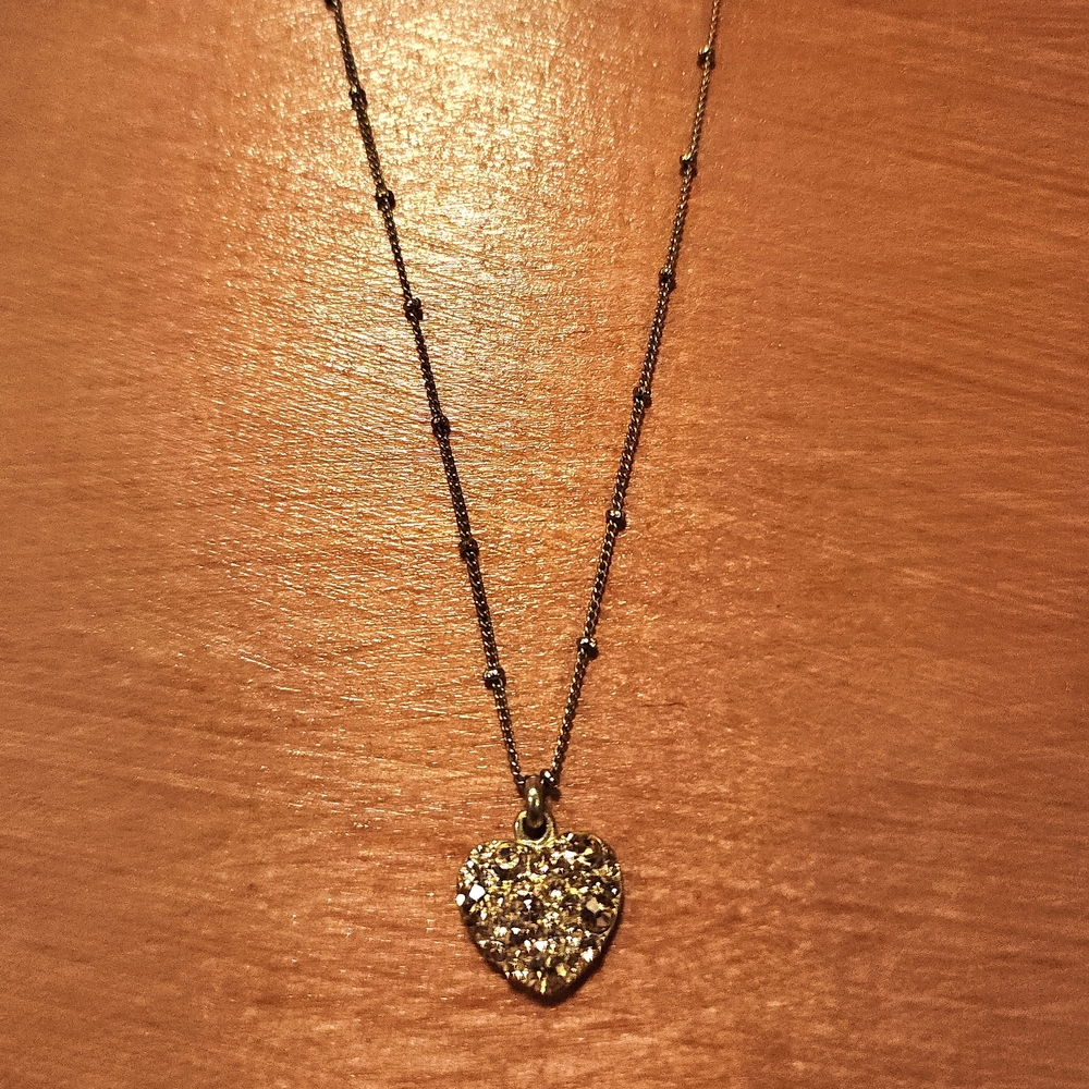 Vintage Gold Crystal Heart Necklace